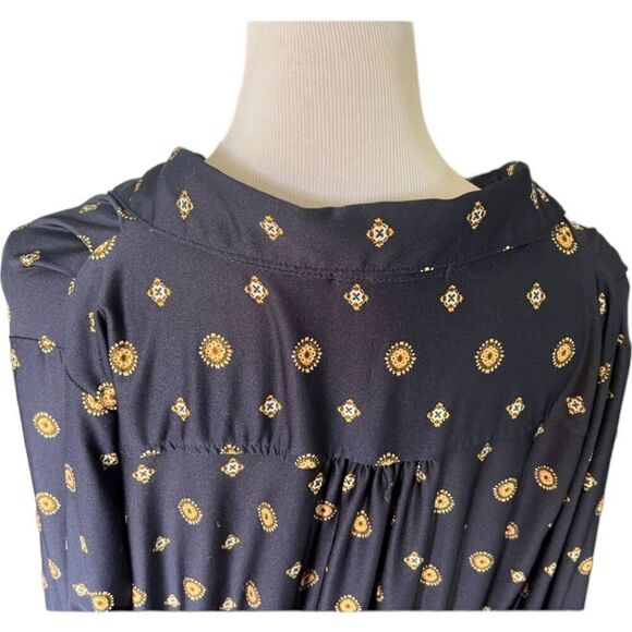 Womens Always Indigo Latch Waist Paisley Dot V Neck Dress - Sz 1X - Picture 4 of 4